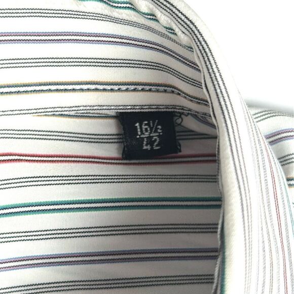Paul Smith London Cotton Shirt Button Down White Striped Made in Italy 16,5 (42) - Picture 11 of 13